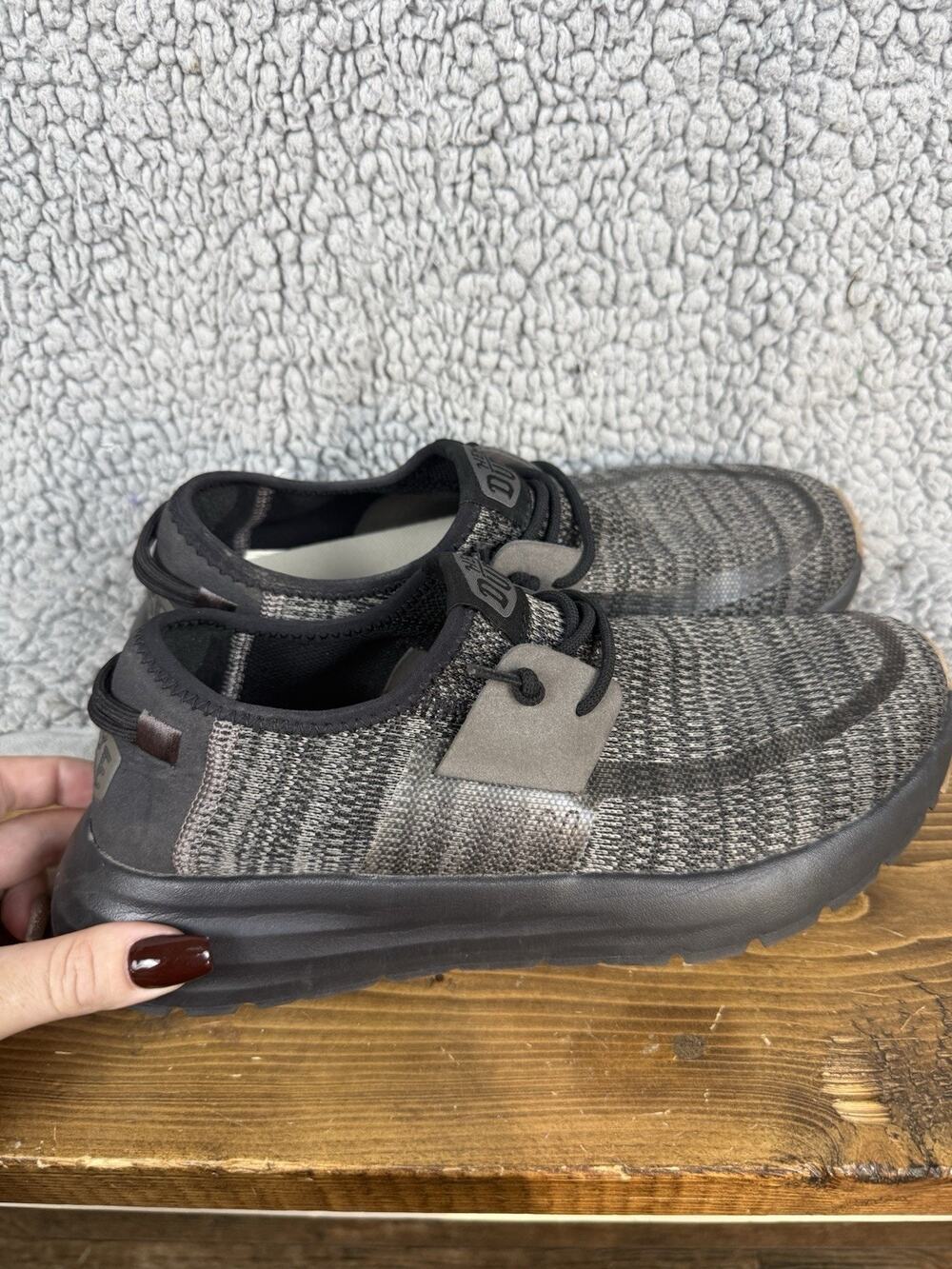 Hey Dude Sirocco Dual Knit Sneakers Slip On Comfort Unisex Black Running W8/M6.5